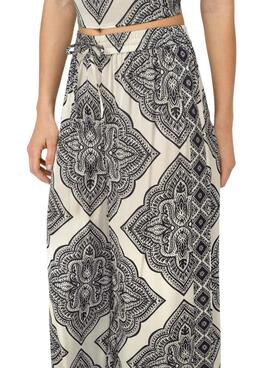 Pantalón Only Hairon étnico blanco y negro para mujer