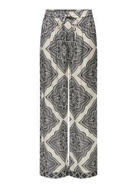 Pantalón Only Hairon étnico blanco y negro para mujer