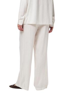 Pantalón Pieces Pia Wide blanco para mujer