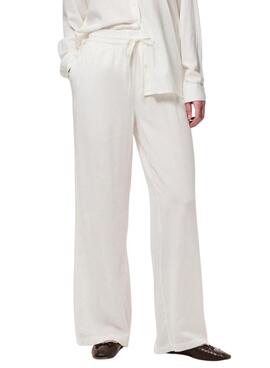 Pantalón Pieces Pia Wide blanco para mujer