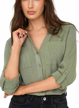 Camisa Only Yasmin verde para mujer
