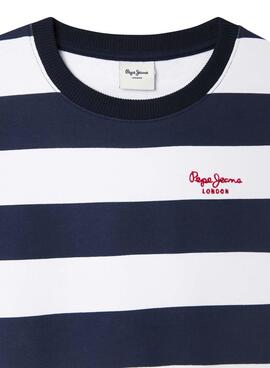 Sudadera Pepe Jeans Vania rayas azul y blanco niña