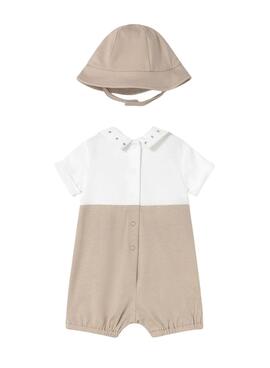 Pelele peto y gorro Mayoral beige para bebé