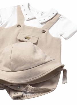 Pelele peto y gorro Mayoral beige para bebé