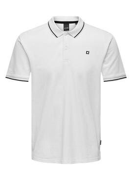 Polo Only and Sons Fletcher blanco para hombre