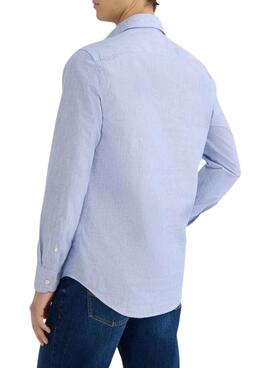 Polera El Pulpo Oxford milrayas azul para hombre