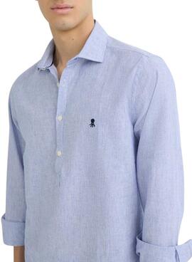 Polera El Pulpo Oxford milrayas azul para hombre