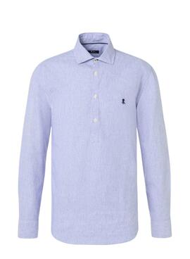 Polera El Pulpo Oxford milrayas azul para hombre