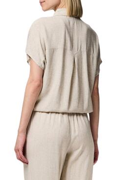 Camisa Pieces Pia beige para mujer