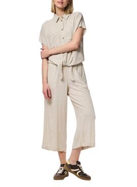Camisa Pieces Pia beige para mujer