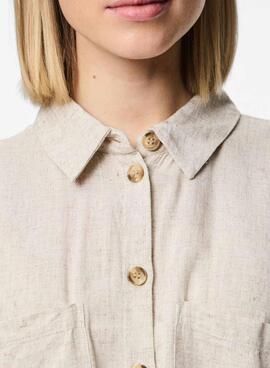 Camisa Pieces Pia beige para mujer