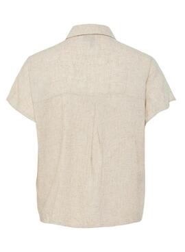 Camisa Pieces Pia beige para mujer