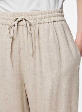 Pantalón Pieces Pia Wide beige para mujer