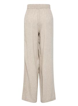 Pantalón Pieces Pia Wide beige para mujer