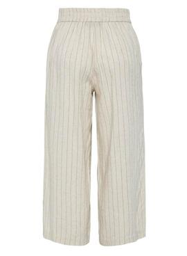 Pantalón coulotte Pieces Pia rayas beige para mujer
