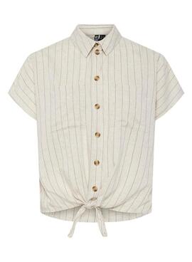 Camisa Pieces Pia rayas beige para mujer