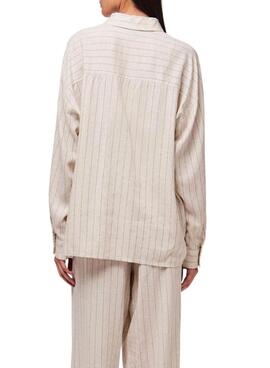 Camisa Pieces Pia oversize beige para mujer