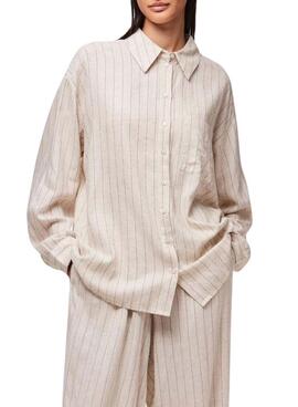 Camisa Pieces Pia oversize beige para mujer