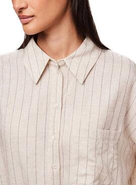 Camisa Pieces Pia oversize beige para mujer