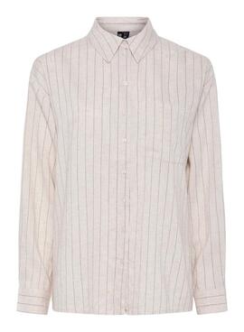 Camisa Pieces Pia oversize beige para mujer