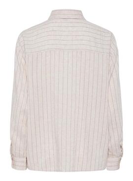 Camisa Pieces Pia oversize beige para mujer