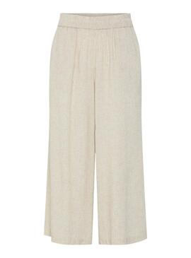 Pantalón Pieces Pia beige para mujer