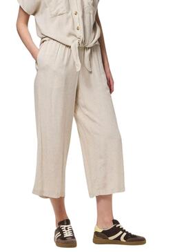 Pantalón Pieces Pia beige para mujer