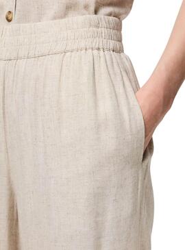 Pantalón Pieces Pia beige para mujer