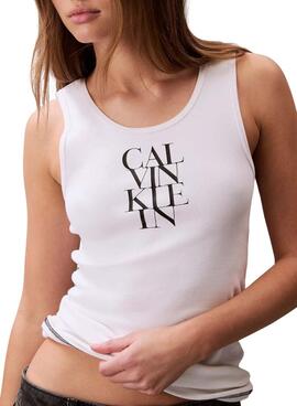 Camiseta Calvin Klein Jeans Rib blanco para mujer