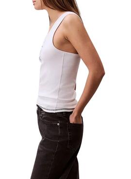 Camiseta Calvin Klein Jeans Rib blanco para mujer