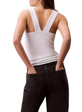 Camiseta Calvin Klein Jeans Rib blanco para mujer