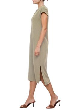 Vestido Vila Viadoria beige para mujer