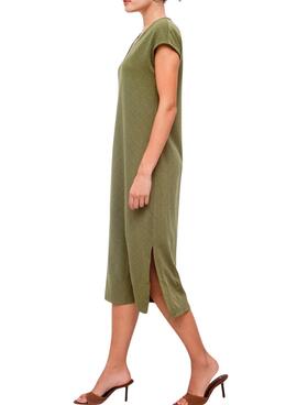 Vestido Vila Viadoria verde midi para mujer