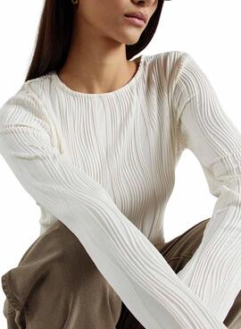 Top Vila Vinira beige para mujer