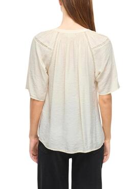 Blusa Vila Vilisbeth beige para mujer