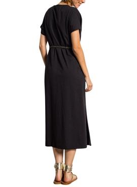 Vestido Vila Viverano negro con cinturón para mujer