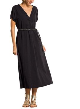 Vestido Vila Viverano negro con cinturón para mujer