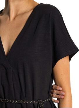 Vestido Vila Viverano negro con cinturón para mujer