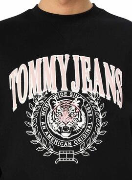 Sudadera Tommy Jeans   Varsity Tiger negro para mujer 
