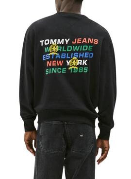 Sudadera Tommy Jeans Varsity negro para hombre