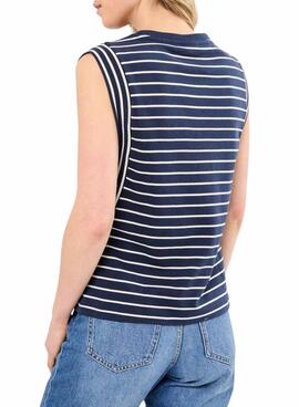 Camiseta Vila Viveriana azul marino y blanco para mujer