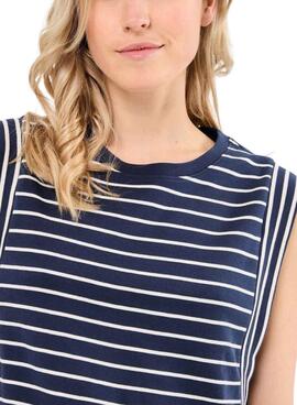 Camiseta Vila Viveriana azul marino y blanco para mujer