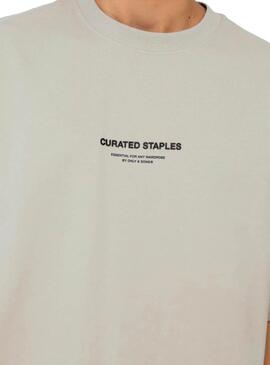 Camiseta Only and Sons Curated beige para hombre