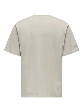 Camiseta Only and Sons Curated beige para hombre