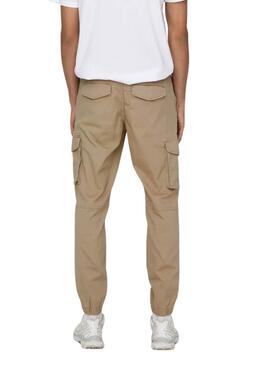 Pantalón Only and Sons Carter cargo beige para hombre
