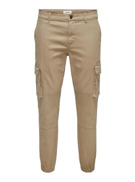 Pantalón Only and Sons Carter cargo beige para hombre