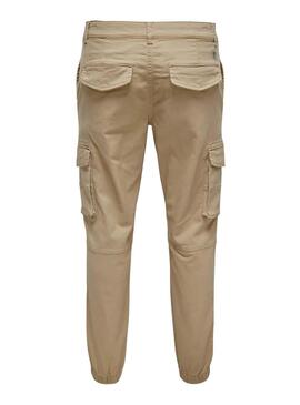 Pantalón Only and Sons Carter cargo beige para hombre
