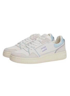 Zapatillas Tommy Jeans Retro Basket blanco y lila para mujer