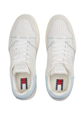 Zapatillas Tommy Jeans Retro Basket blanco y lila para mujer