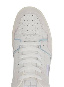 Zapatillas Tommy Jeans Retro Basket blanco y lila para mujer